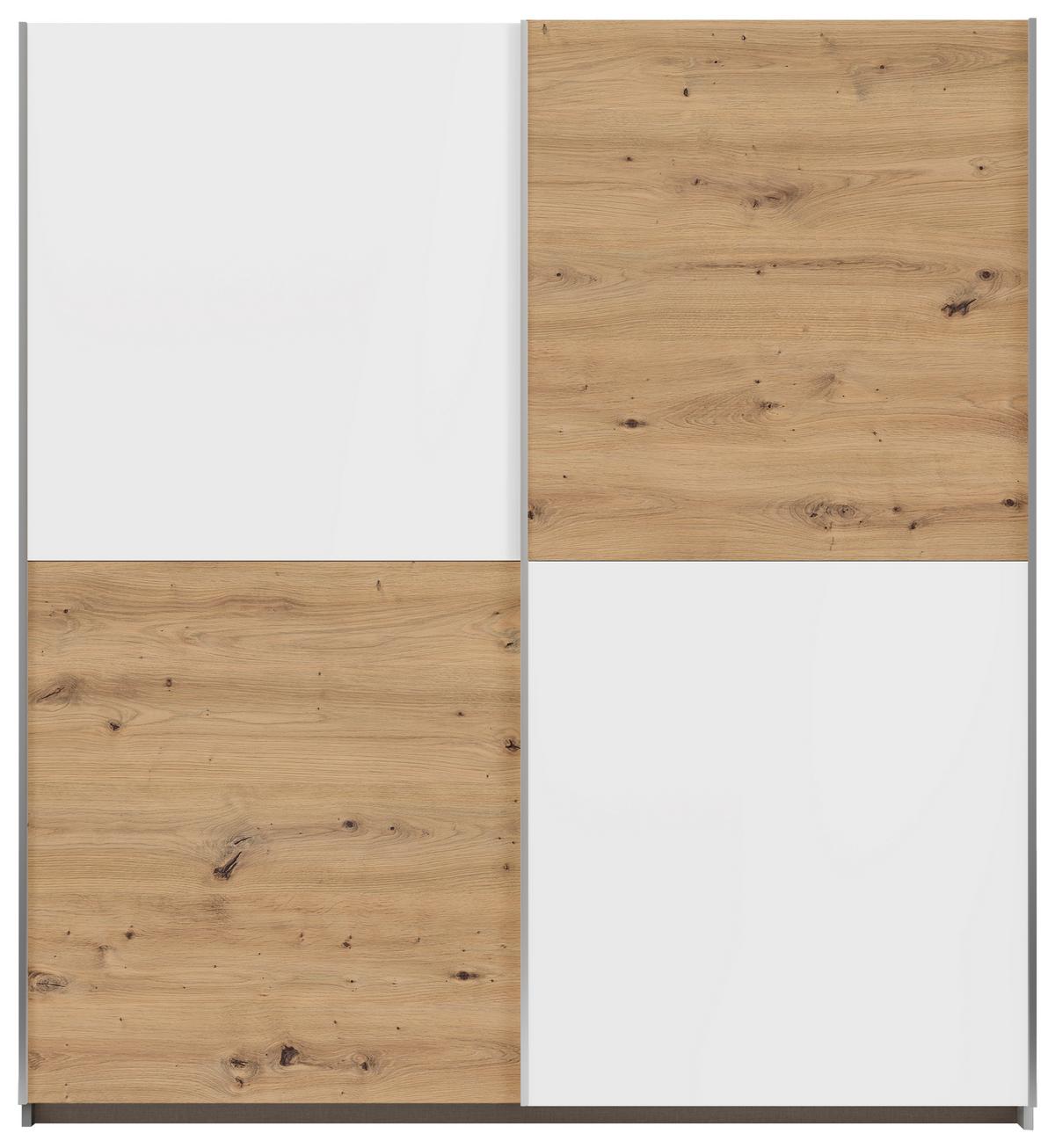 Schwebetürenschrank B: 175 cm Mars Weiße/Eiche Dekor - Weiß/Eiche Artisan, KONVENTIONELL, Holzwerkstoff (175/191/59cm)