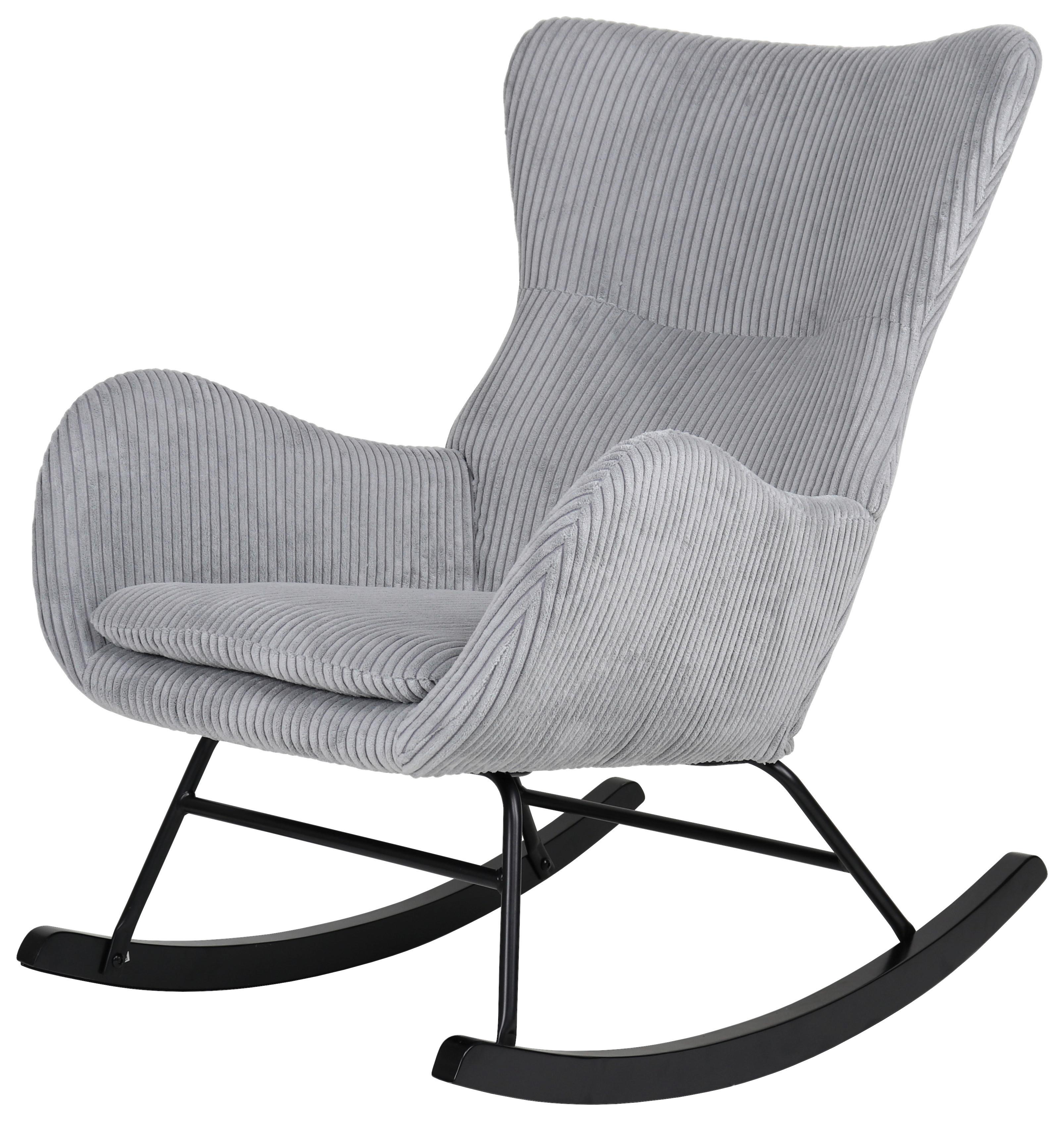 Schaukelsessel Granny Cord Grau, B: 66 Cm - Schwarz/Grau, MODERN, Holz/Textil (66/90/85cm)