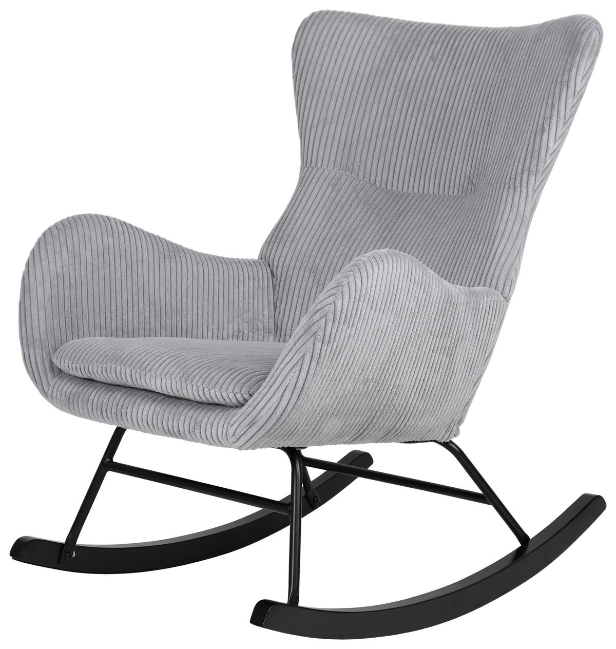 Schaukelstuhl Mit Armlehnen Granny Stoffbezug Grau - Schwarz/Grau, MODERN, Holz/Textil (66/90/85cm)