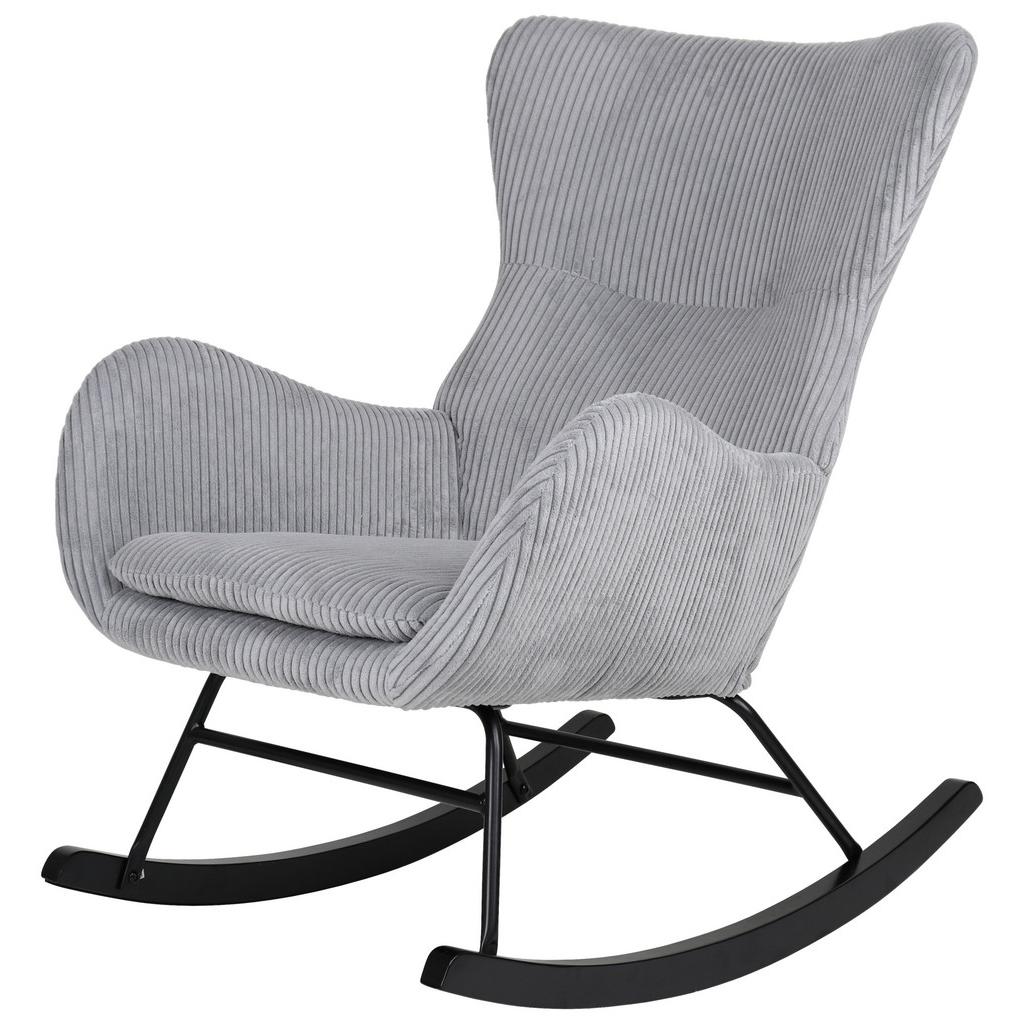 Schaukelstuhl mit Armlehnen Granny Stoffbezug Grau