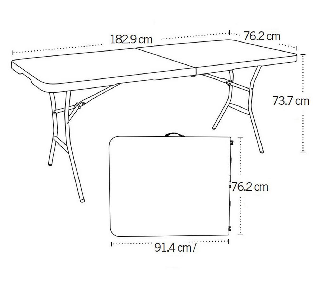 Gartenklapptisch Lm80471 - Weiß, KONVENTIONELL, Kunststoff (183/76/74cm)