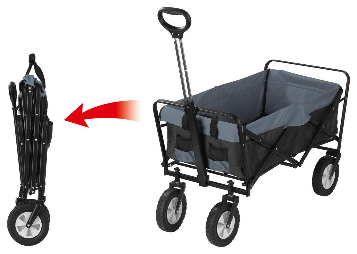 Bollerwagen Easymaxx Grau/schwarz Max. 80 Kg - Schwarz/Grau, Basics, Kunststoff/Textil (106,3/52/79,8cm) - TV - Unser Original