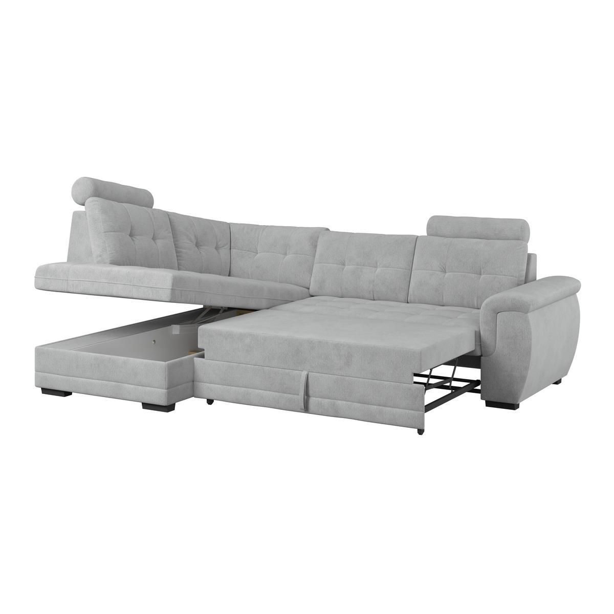 Ecksofa mit Schlaffunktion Falco new hellgrau 183x251 cm - Hellgrau/Schwarz, KONVENTIONELL, Textil (183/251cm) - Ondega