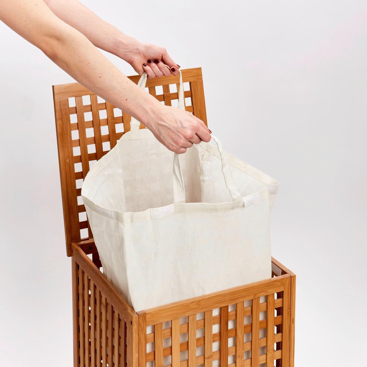 Wäschesammler Naturfarben B: 40 Cm - Naturfarben, Basics, Holz/Textil (40/40/58cm) - Zeller Present
