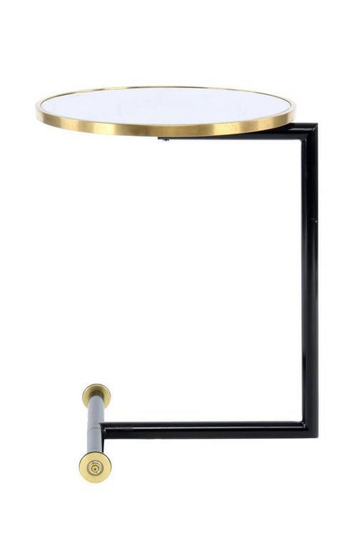 Beistelltisch Rund Servant Weiß/Goldfarben - Goldfarben/Schwarz, Basics, Glas/Metall (46/46/62cm) - Kayoom