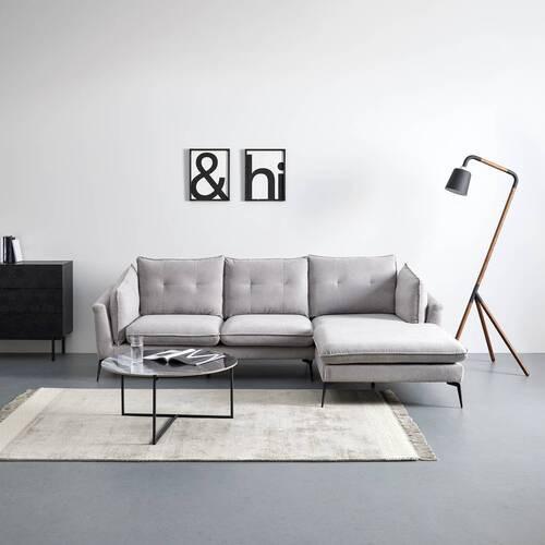 Sedací souprava SANDRO světlešedá - černá/světle šedá, Moderní, kov/dřevo (258/86/82-160cm) - Bessagi Home