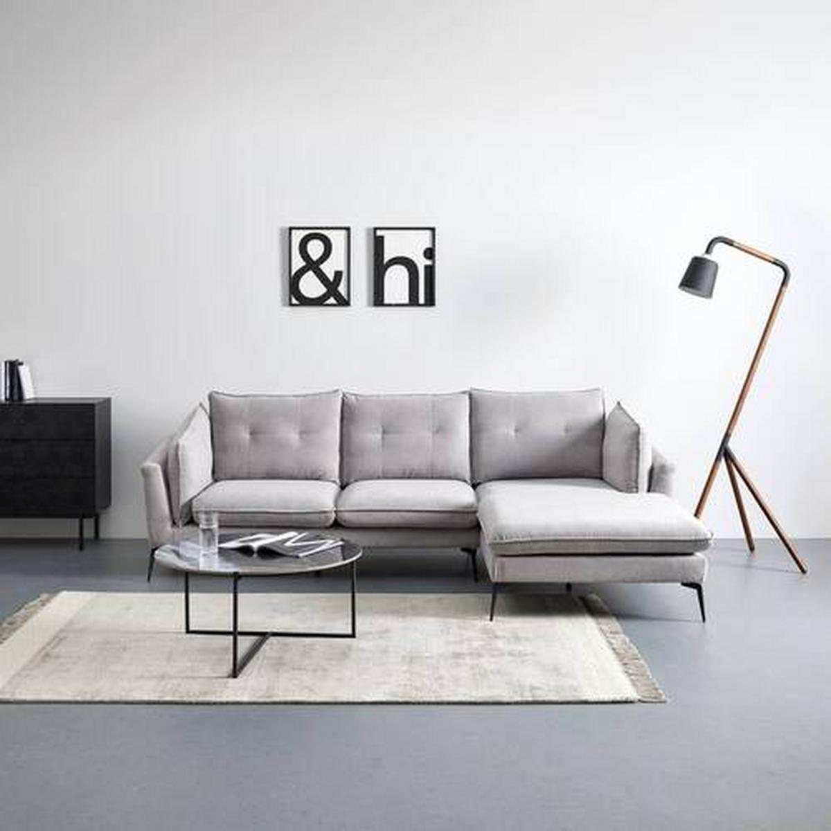 Sedací souprava SANDRO světlešedá - černá/světle šedá, Moderní, kov/dřevo (258/86/82-160cm) - Bessagi Home