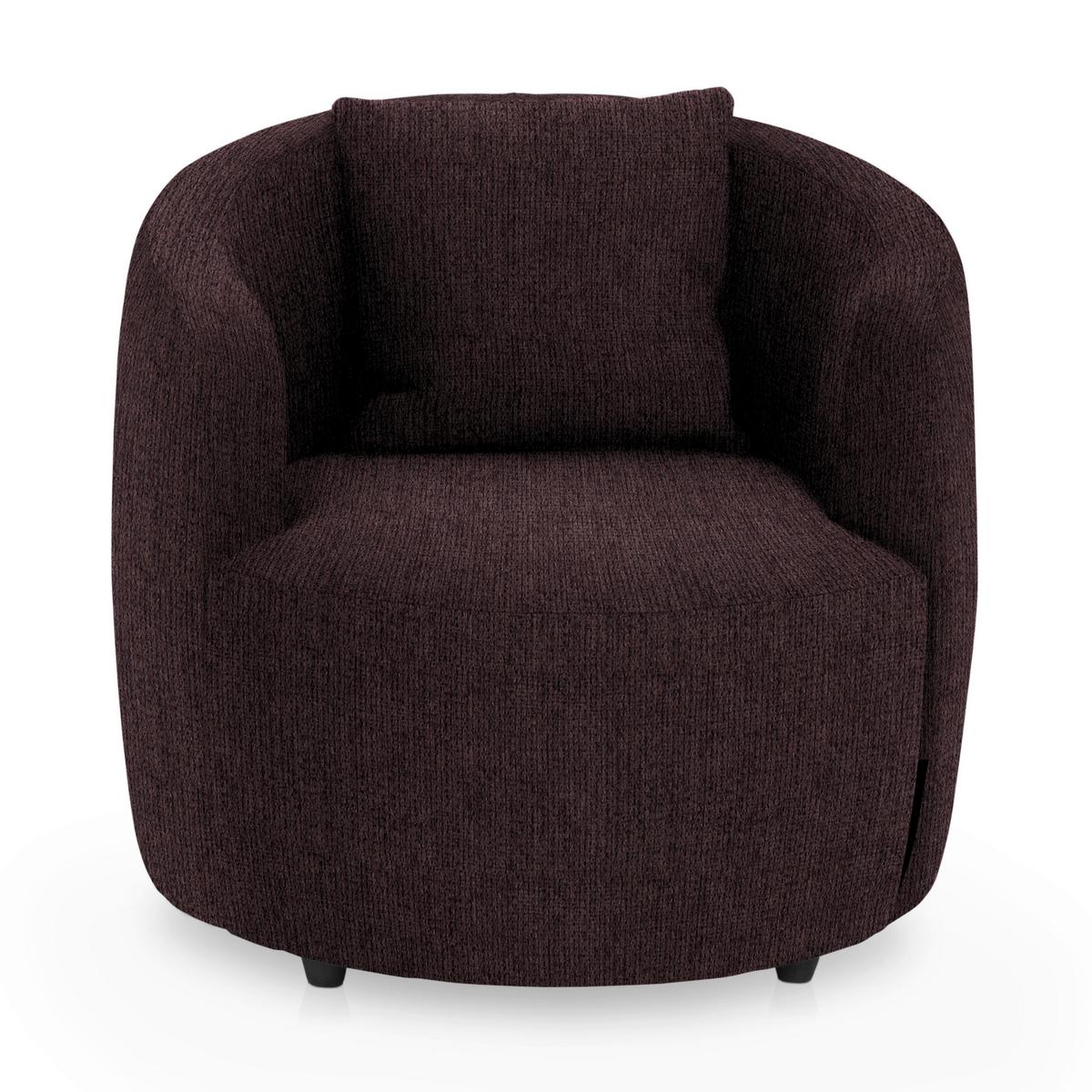 Polstersessel Pina Braun Chenille - Schwarz/Braun, Design, Textil (81/74/81cm) - Livetastic