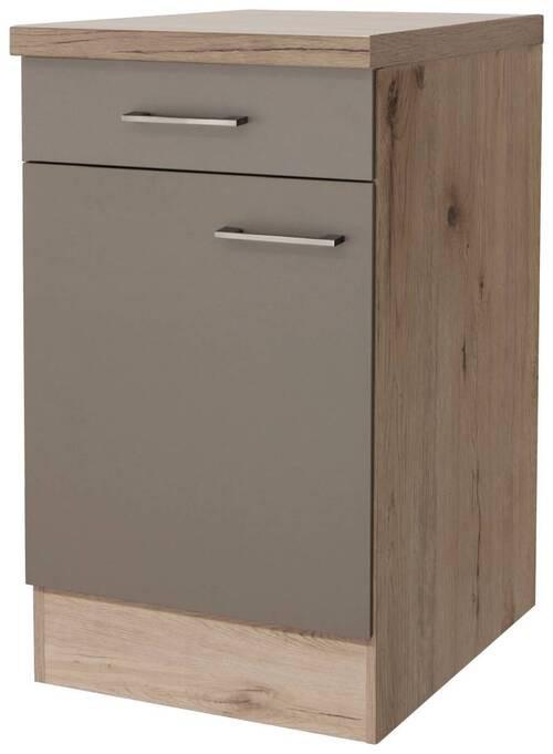 Kuchyňská spodní skříňka Riva US50 - dub San Remo/šampaňská, Moderní, kov/kompozitní dřevo (50/86/57cm)