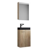 Gästebad Slito Bl - Schwarz/Sonoma Eiche, MODERN, Glas/Keramik (41cm) - MID.YOU