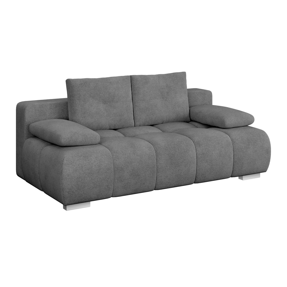 Boxspringsofa mit Bettkasten Webstoff dunkelgrau, B: 206 cm - Chromfarben/Dunkelgrau, Trend, Holzwerkstoff/Textil (206/90/105cm) - Luca Bessoni