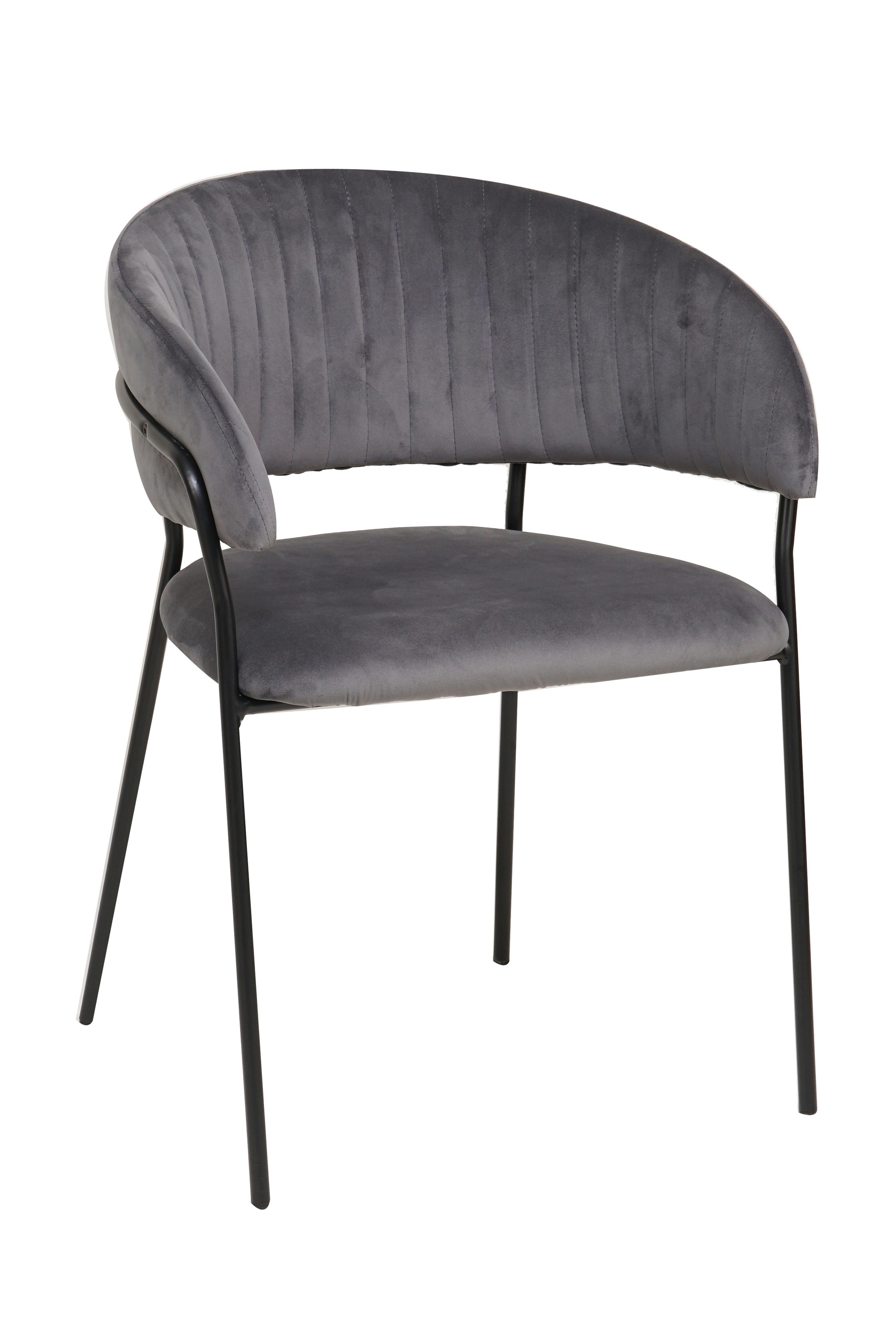 Armlehnstuhl Grau B: 55 Cm - Schwarz/Grau, MODERN, Textil/Metall (55/80/50cm) - Livetastic