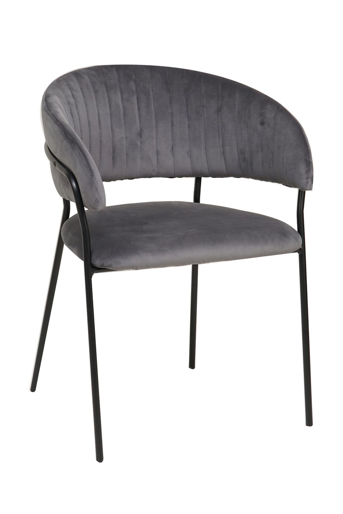 Armlehnstuhl Grau B: 55 Cm - Schwarz/Grau, MODERN, Textil/Metall (55/80/50cm) - Livetastic