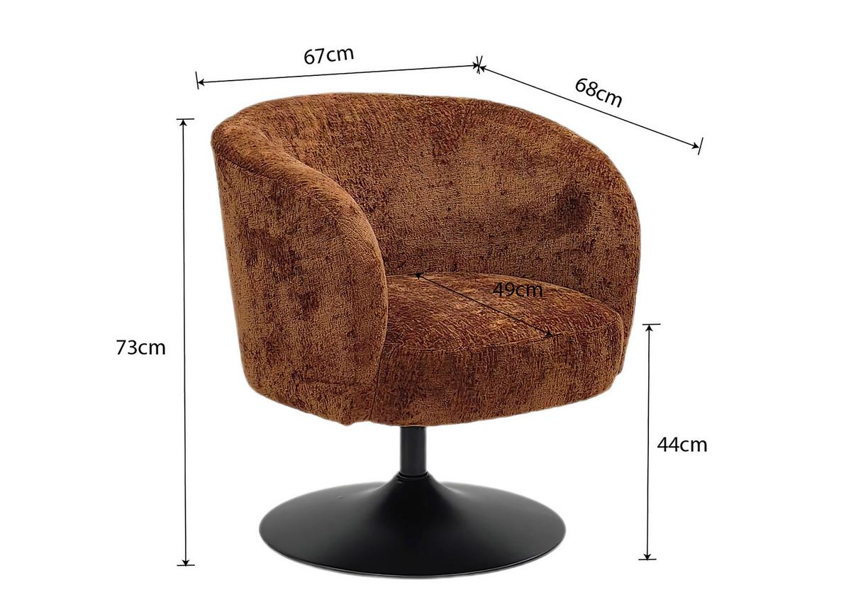 Otočná stolička GIRO, terakotová ženilka, max.120 kg - čierna/terakota, Modern, kov/textil (67/68/73cm) - Premium Living
