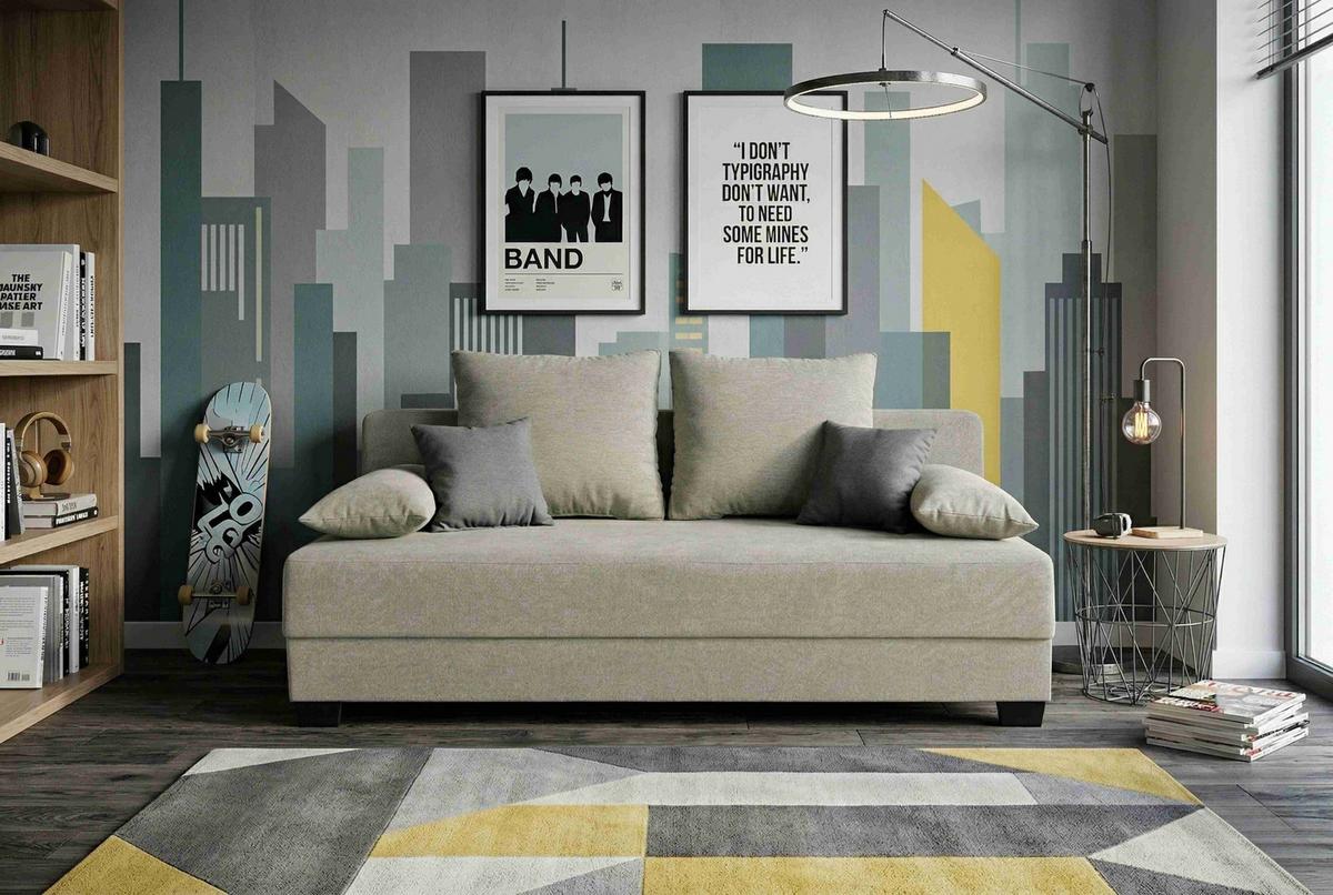 SCHLAFSOFA Beige 200 cm - Beige/Schwarz, Design, Holzwerkstoff/Textil (200/90/110cm) - P & B
