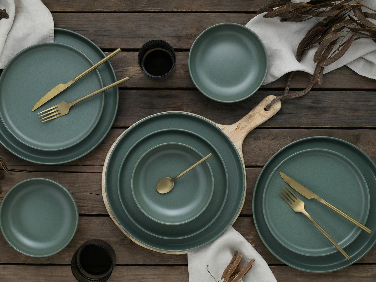 Tafelservice Uno Salbei Steinzeug, 12 -Teilig. - Salbeigrün, Basics, Keramik - Creatable