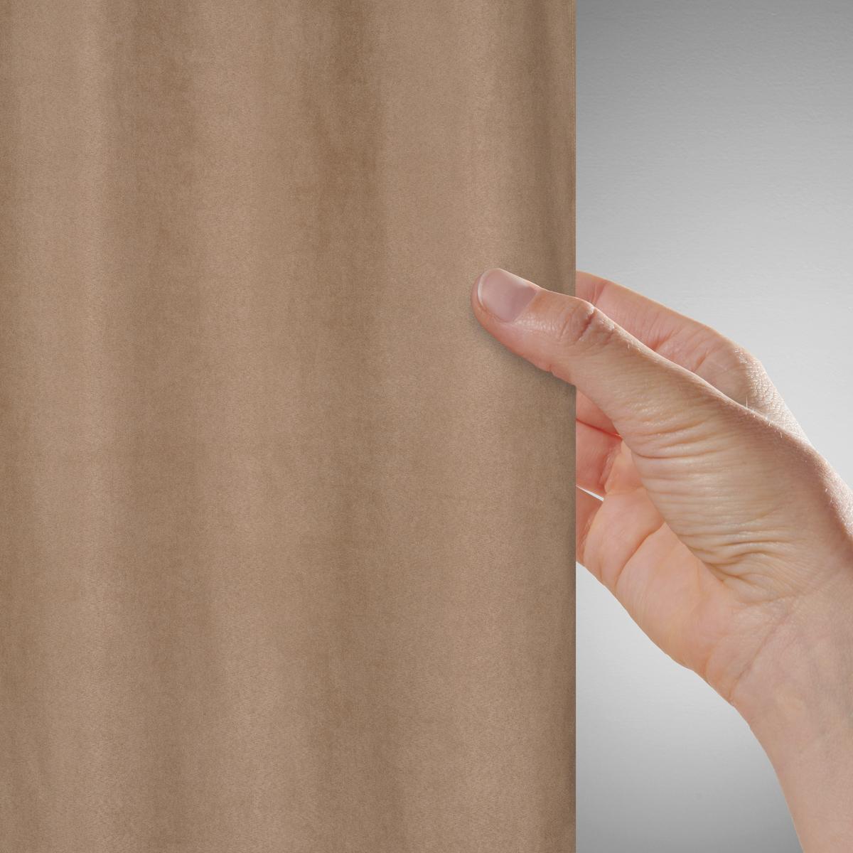 Závěs s očky Velours, 140x245cm - světle hnědá, Konvenční, textil (140/245cm) - Mömax