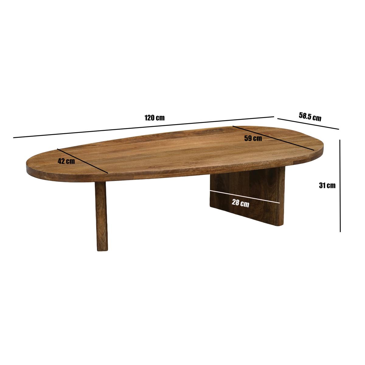 Konferenčný stolík masív - hnedá, Design, drevo (120/31/59cm) - MID.YOU