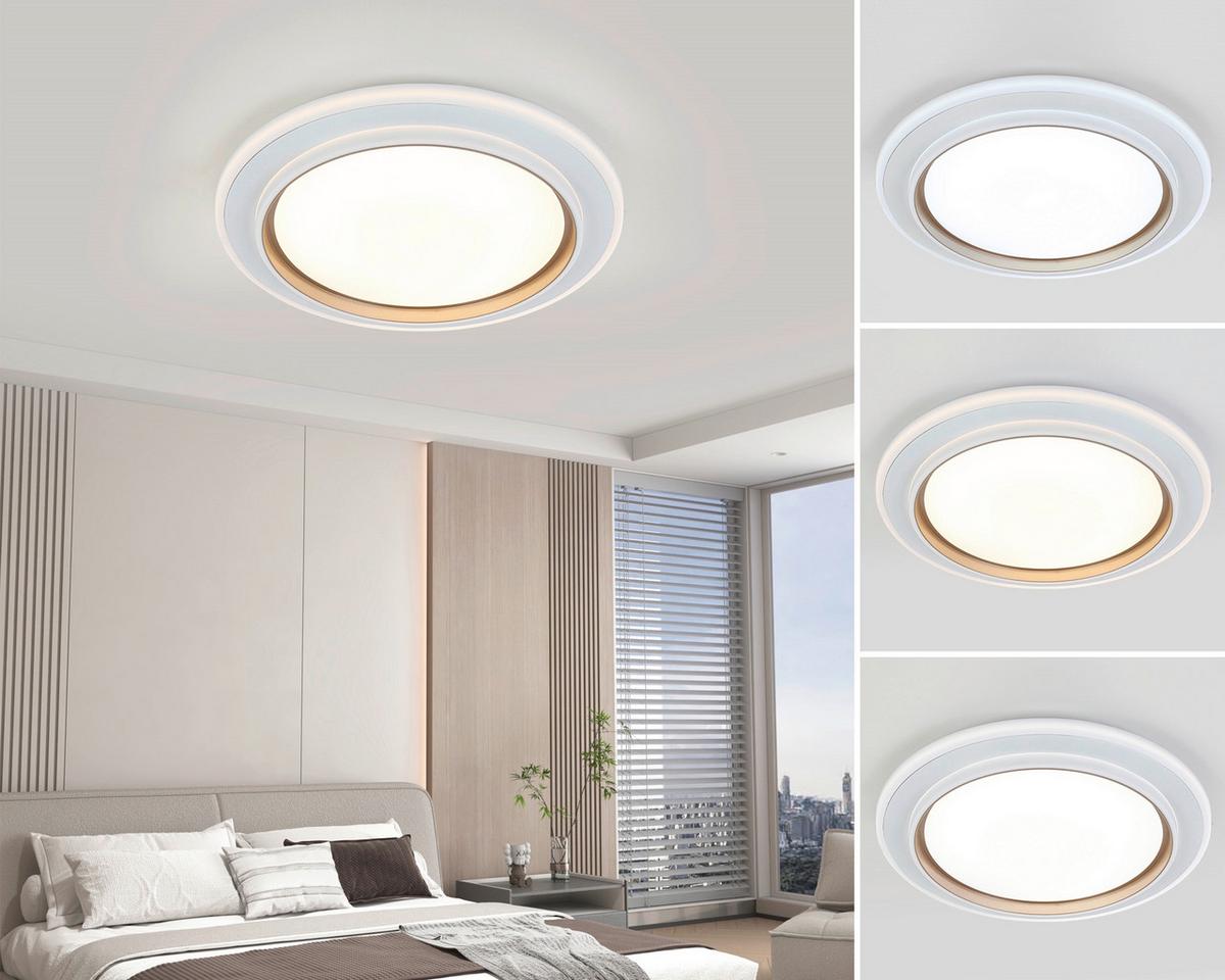 LED-Deckenleuchte Clara - Champagner/Weiß, Basics, Kunststoff/Metall (46/5,5cm) - Luca Bessoni