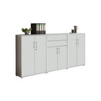 Aktenschrank Office Edition Grau/weiß, B: 253,2 Cm - Weiß/Grau, MODERN, Holzwerkstoff (253,2/113,6/33cm) - MID.YOU
