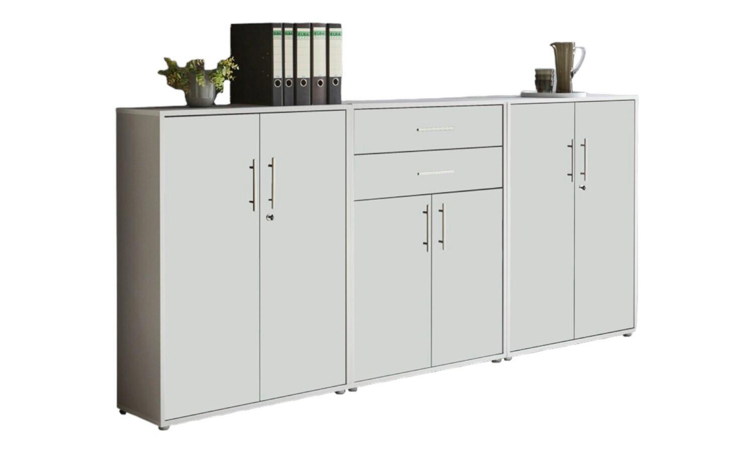 Aktenschrank Office Edition Grau/Weiß, B: 253,2 cm