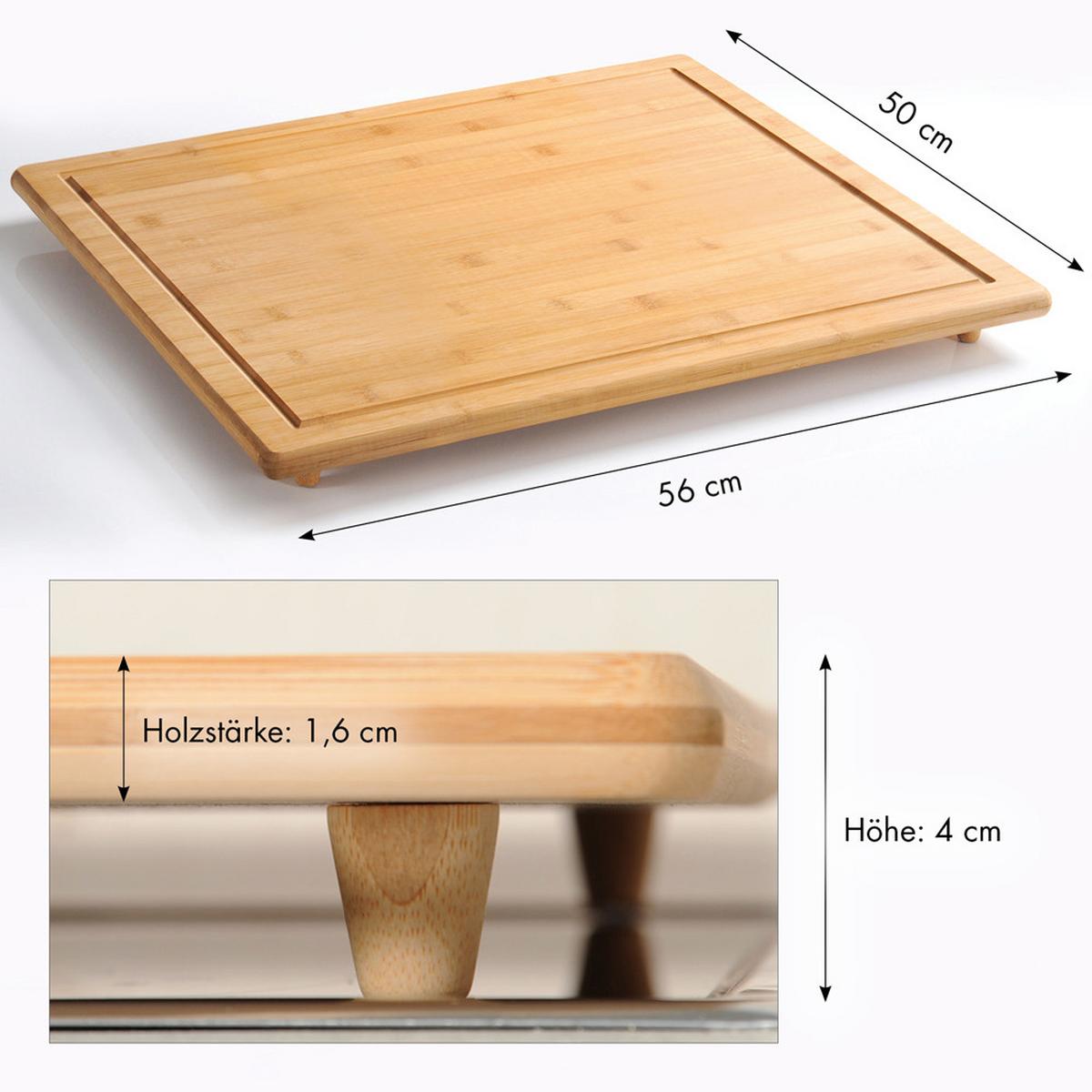 Schneidebrett aus Holz inkl. Saftrille LxBxH: 56x50x4 cm - Naturfarben, Basics, Holz (56/50/4cm) - Kesper