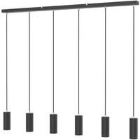 Hängeleuchte H: 120 cm 6-Flammig, Schwarz Matt - Schwarz, Design, Metall (115/6/120cm) - Globo