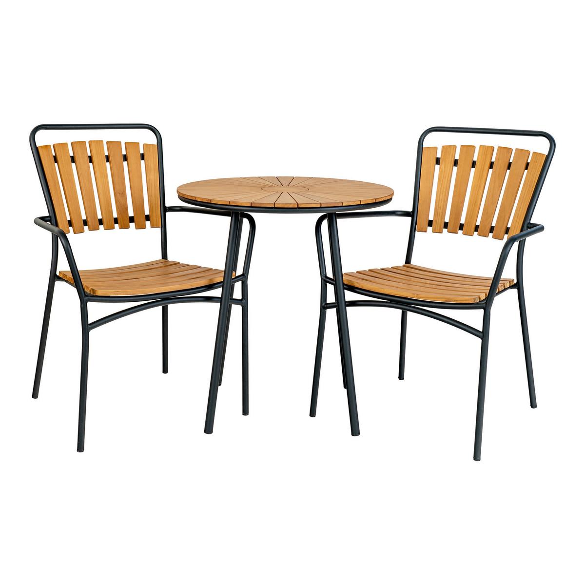 Beistelltisch Cleveland Teakfarben B: 70 Cm - Schwarz/Teakfarben, Basics, Holz/Metall (70/70/74cm)
