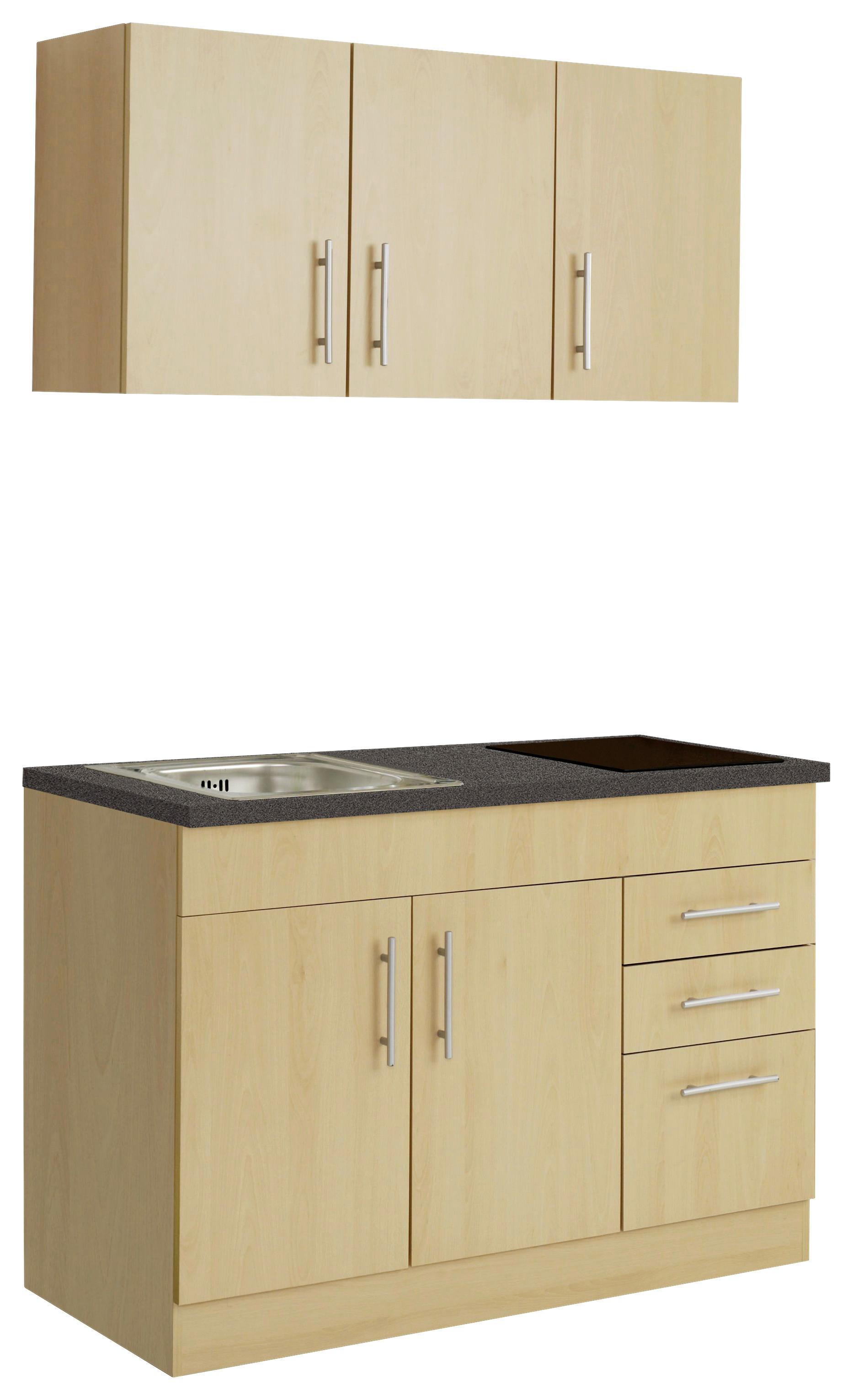 Miniküche Toronto Buchefarben/graphit B: 120 Cm - Buchefarben/Graphitfarben, MODERN, Holzwerkstoff (120cm) - Held