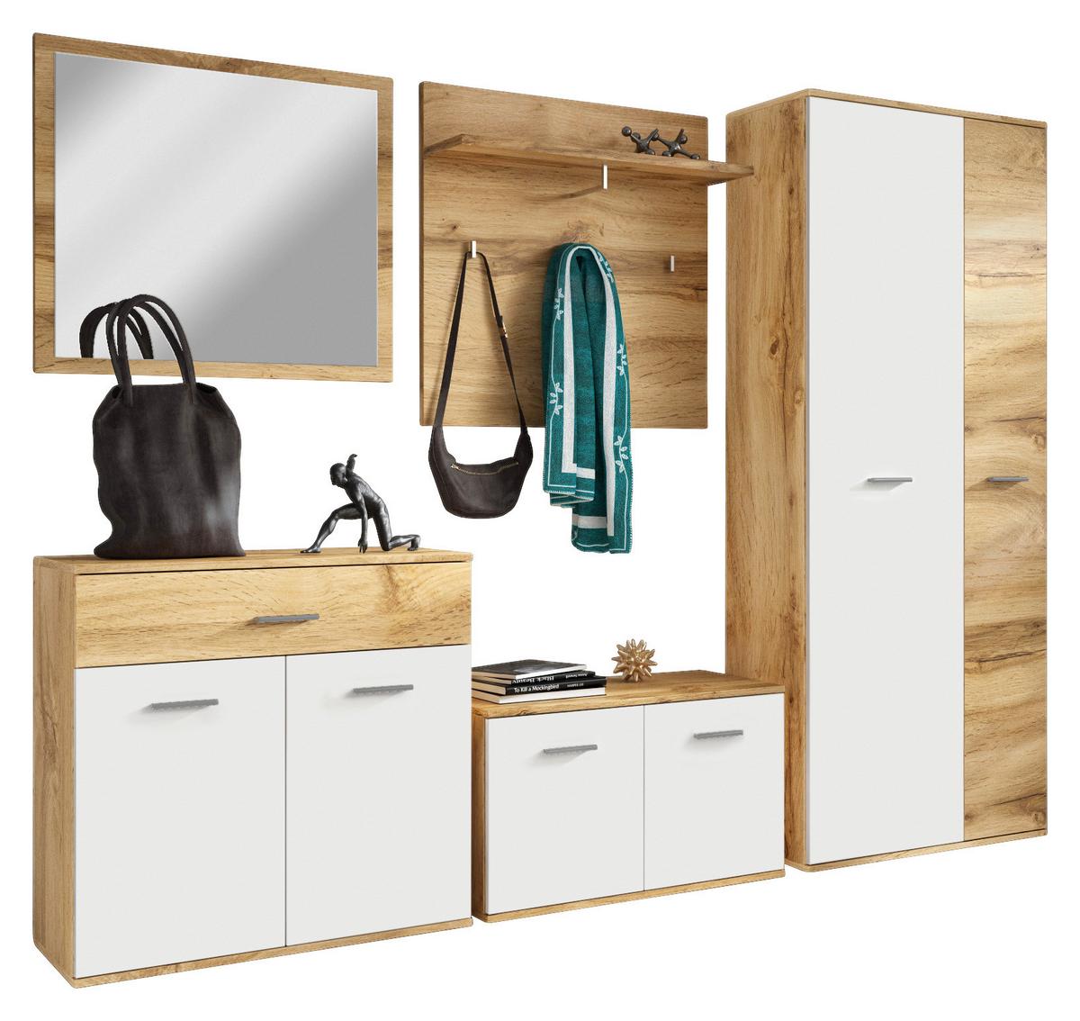 Předsíň IRYS - bílá/barvy dubu, Basics, kompozitní dřevo/sklo (240/190/35cm) - P & B