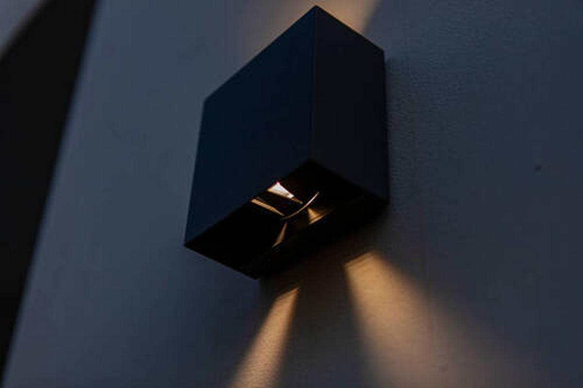 Außenwandleuchte Gemini Beams 10w Aluminium, Wandmontage - Schwarz, Basics, Metall (11/11/6cm)