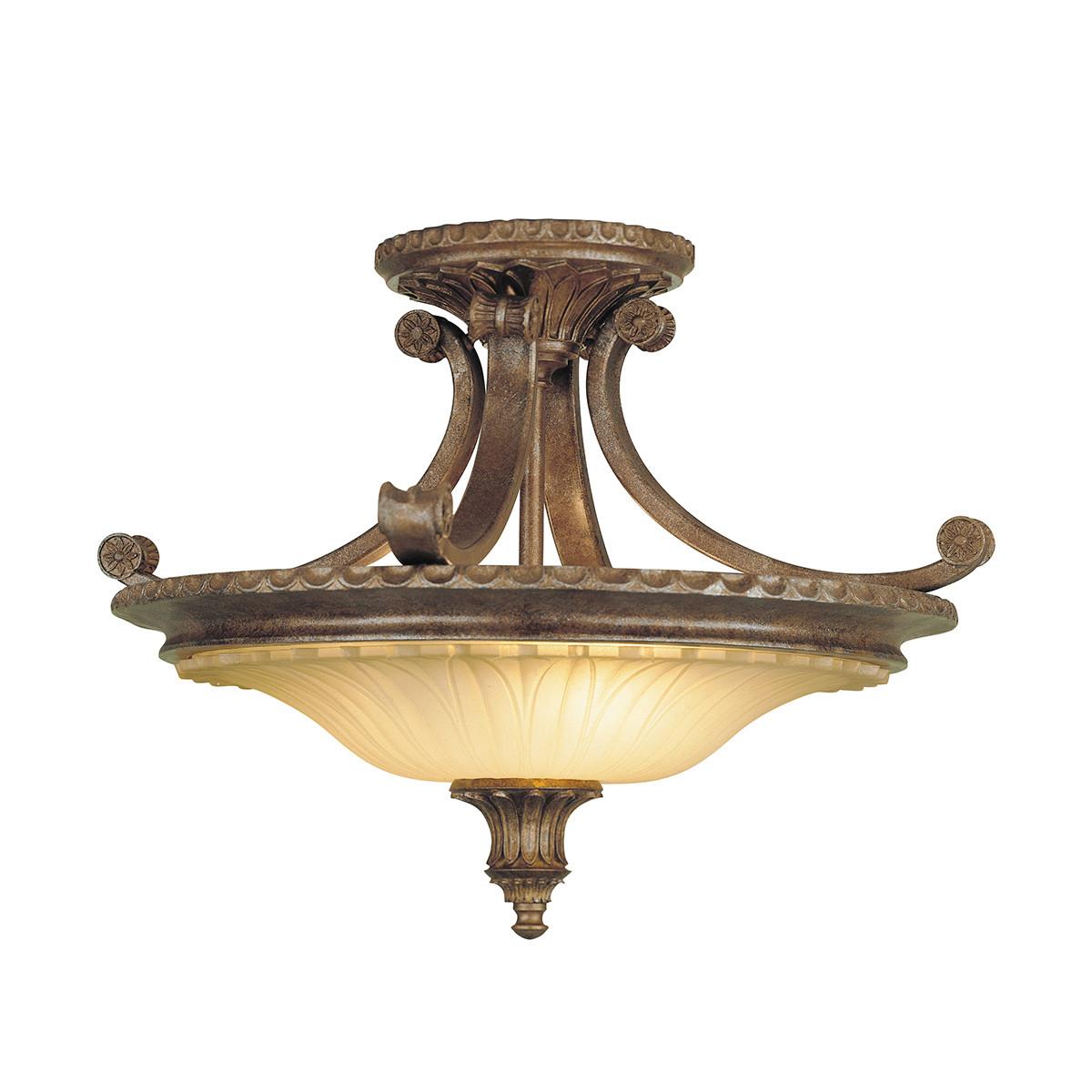Deckenleuchte Fe-Stirling-Castlesf - Bronzefarben, Natur, Glas/Metall (47.6/36.2cm) - Elstead Lighting