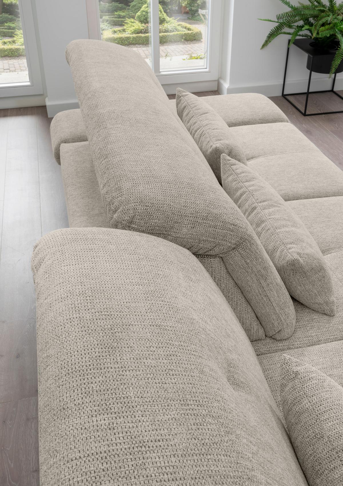 Ecksofa Dalida Beige S: 196x300 cm - Chromfarben/Beige, Design, Textil (196/300cm) - Livetastic