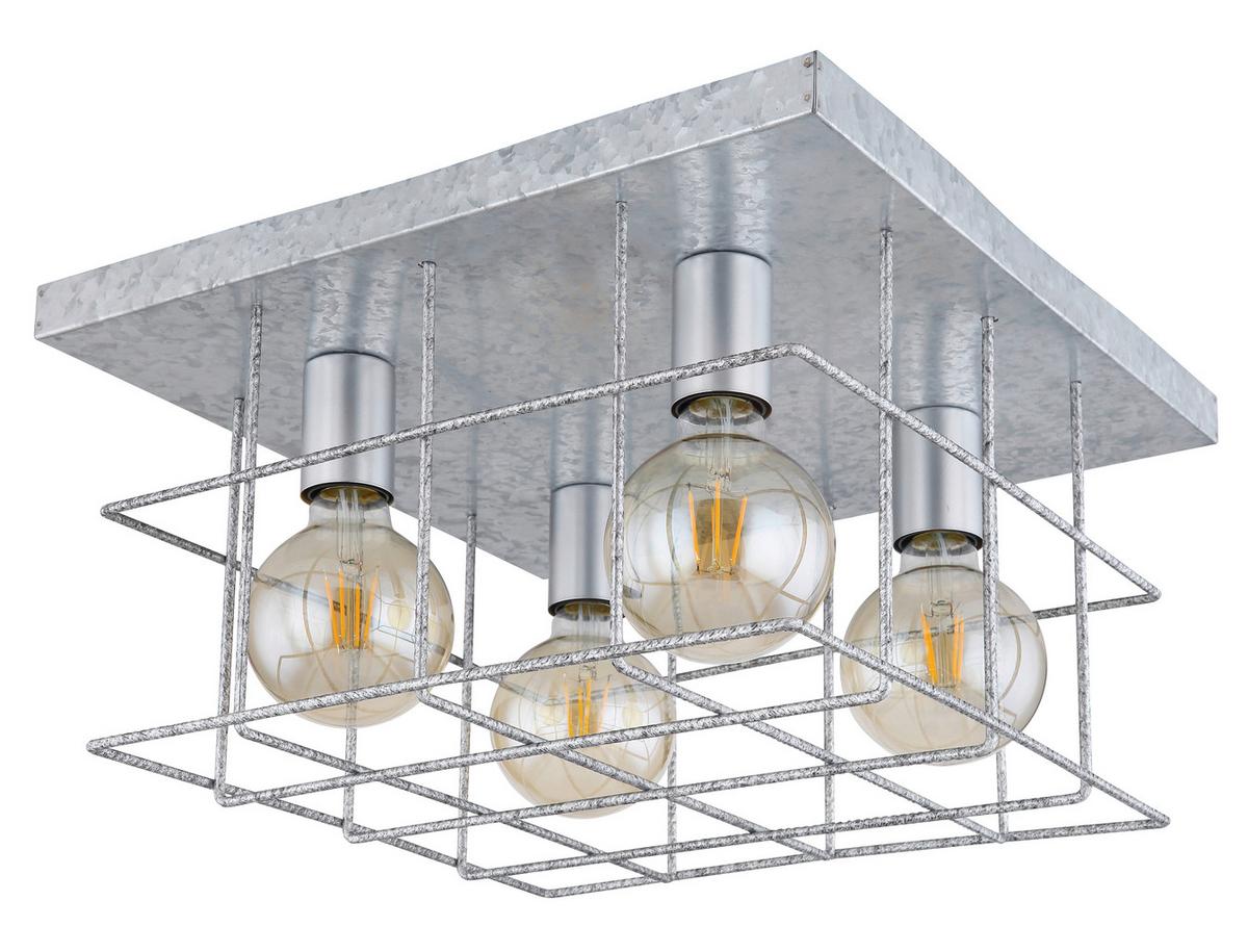 Deckenleuchte Merril L: 40 cm 4-Flammig aus Stahl - Zinkfarben, Design, Metall (40/40/26cm) - Globo
