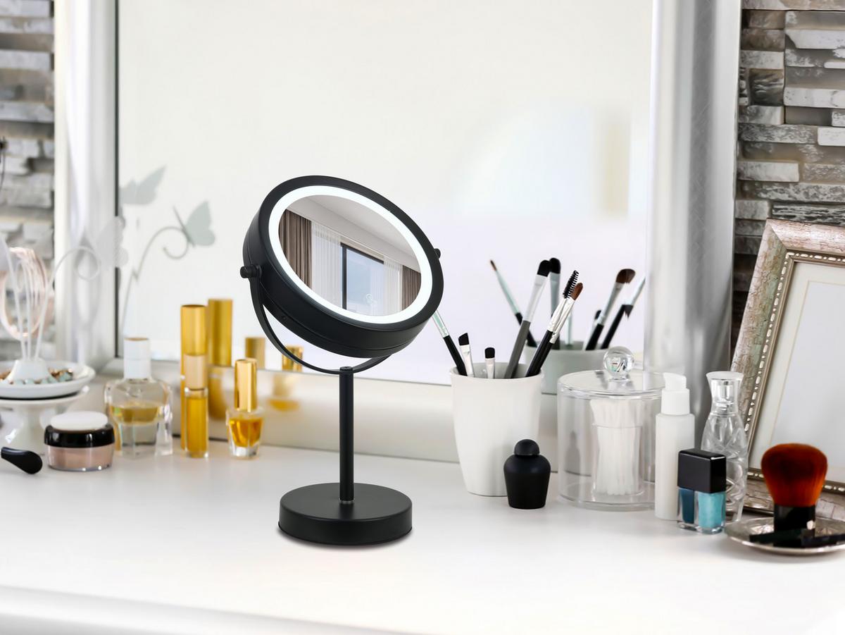 ZRCADLO S OSVĚTLENÍM MIRRI 1-EXT- - černá, Moderní, kov/sklo (21/32/21cm) - Mömax