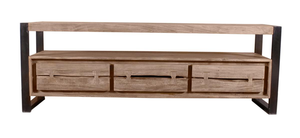 Lowboard Akazie/Schwarz B: 160cm - Schwarz/Naturfarben, Design, Holz/Metall (160/55/40cm) - MID.YOU