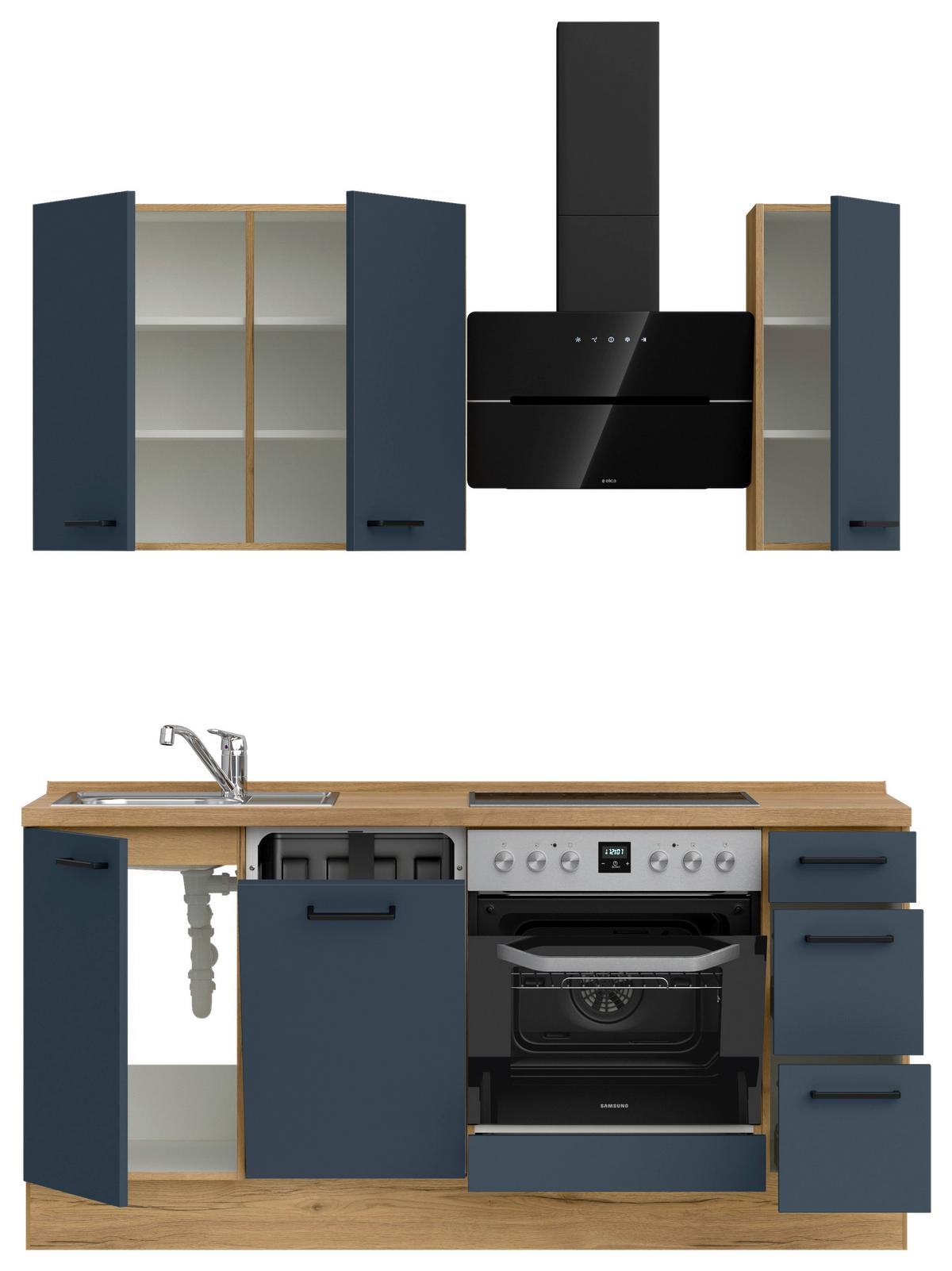 Küchenleerblock Easytouch High-Line, H1 Rechts - Blau/Eichefarben, MODERN, Holzwerkstoff (180cm) - Nobilia