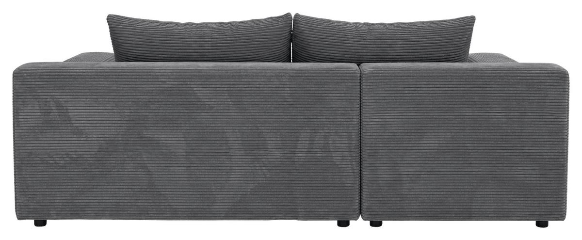 Ecksofa mit Bettfunktion Lima, Dunkelgrau, 195x140cm - Dunkelgrau/Schwarz, Trend, Holz/Kunststoff (195/140cm)