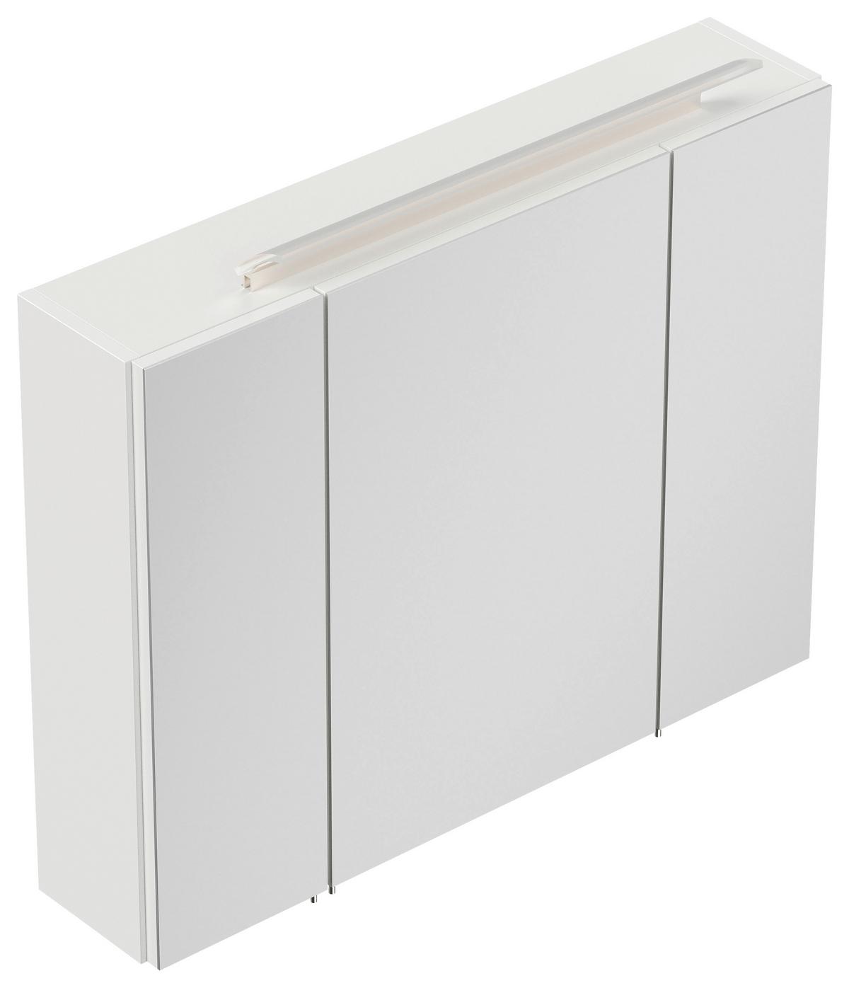 Spiegelschrank Weiß Hochglanz B: 80 Cm - Weiß Hochglanz, MODERN, Glas/Holzwerkstoff (80/62/17cm) - MID.YOU