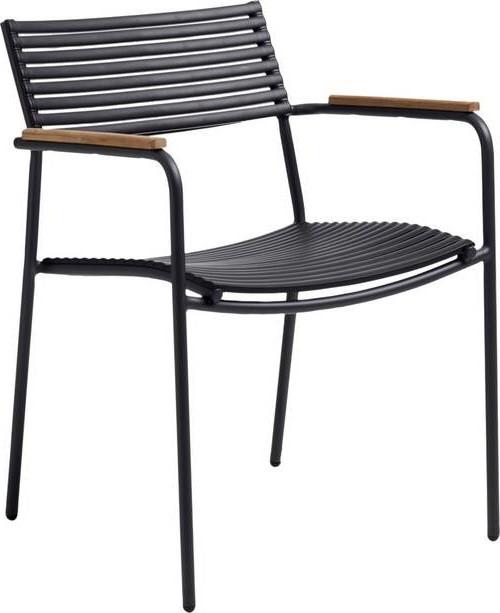 Stapelstuhl Mood Air - Anthrazit/Teakfarben, KONVENTIONELL, Holz/Kunststoff (60/78/56cm) - Gardenson