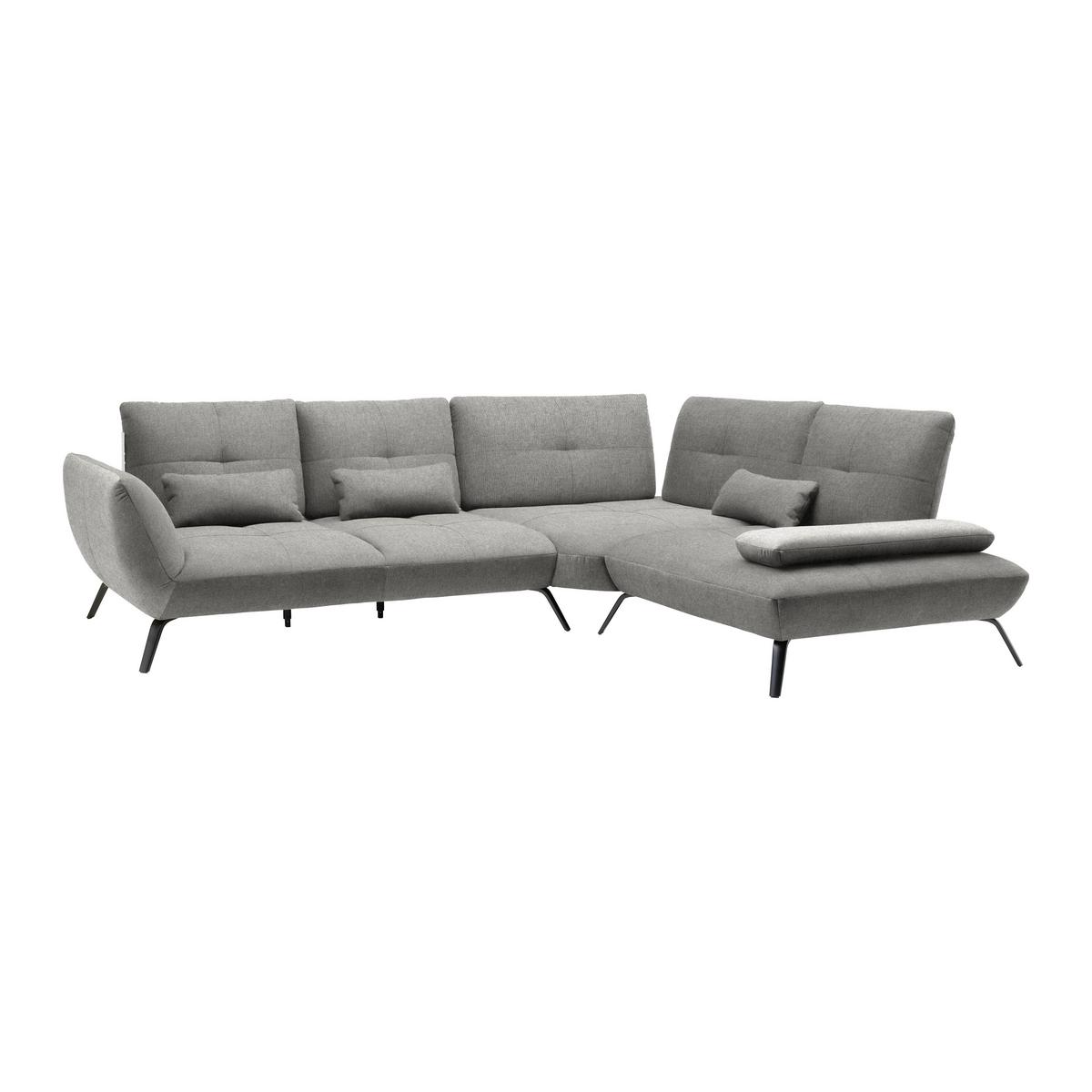 Rohová sedačka TRENDY, pravá, sivá - čierna/sivá, Modern, kov/kompozitné drevo (310/93/250cm) - Premium Living
