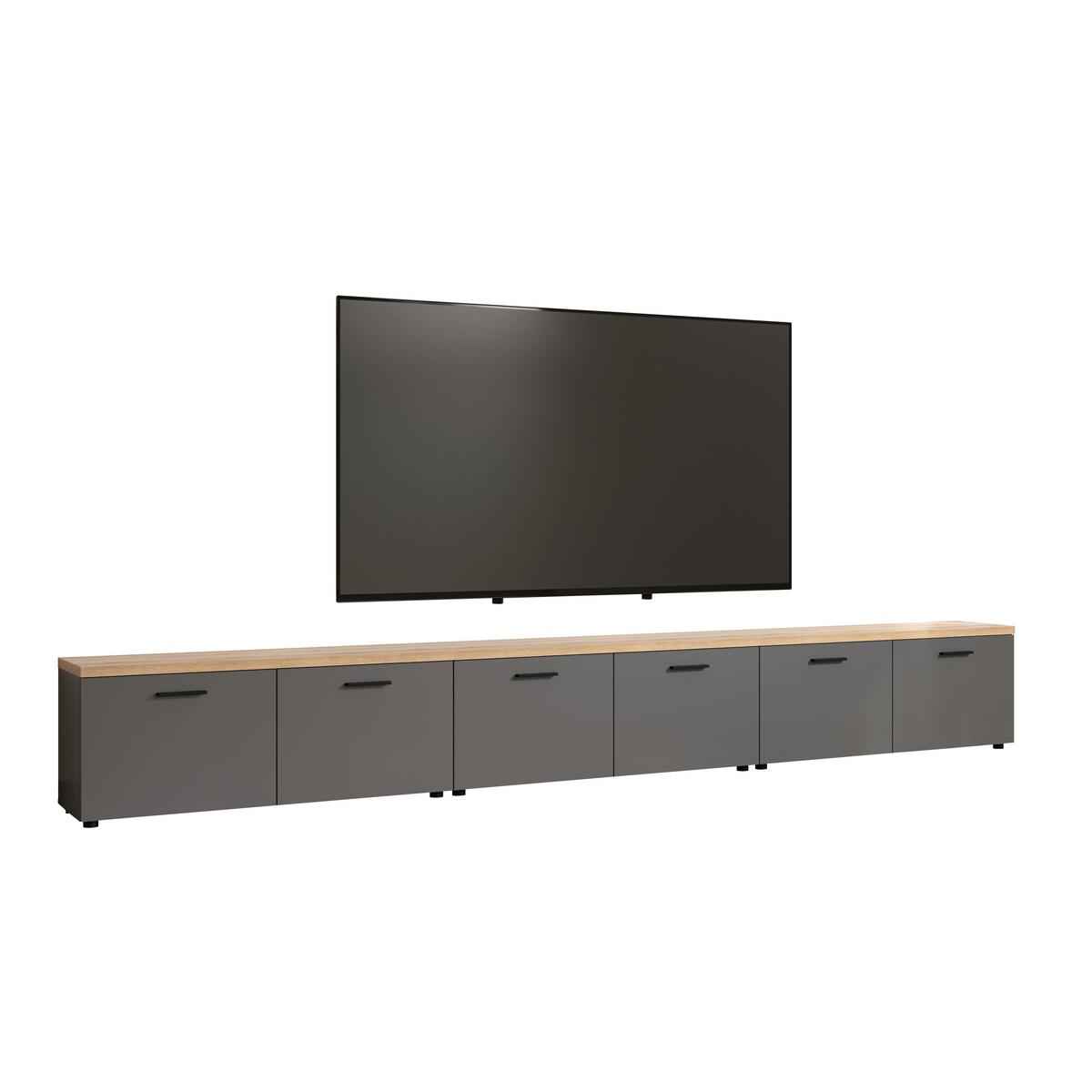 Lowboard Baggio Anthrazit/Eichefarben B: 360cm - Eichefarben/Anthrazit, Design, Holzwerkstoff (360/50/40cm) - MID.YOU