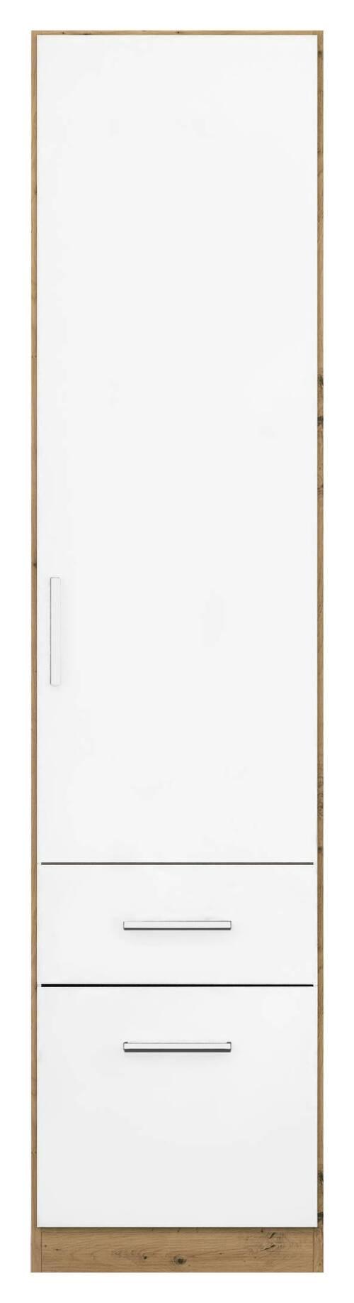 Drehtürenschrank 47 cm Berlin Eiche Dekor/Weiß - Weiß Hochglanz/Eiche Artisan, MODERN, Holzwerkstoff (47/210/54cm) - Rauch Möbel