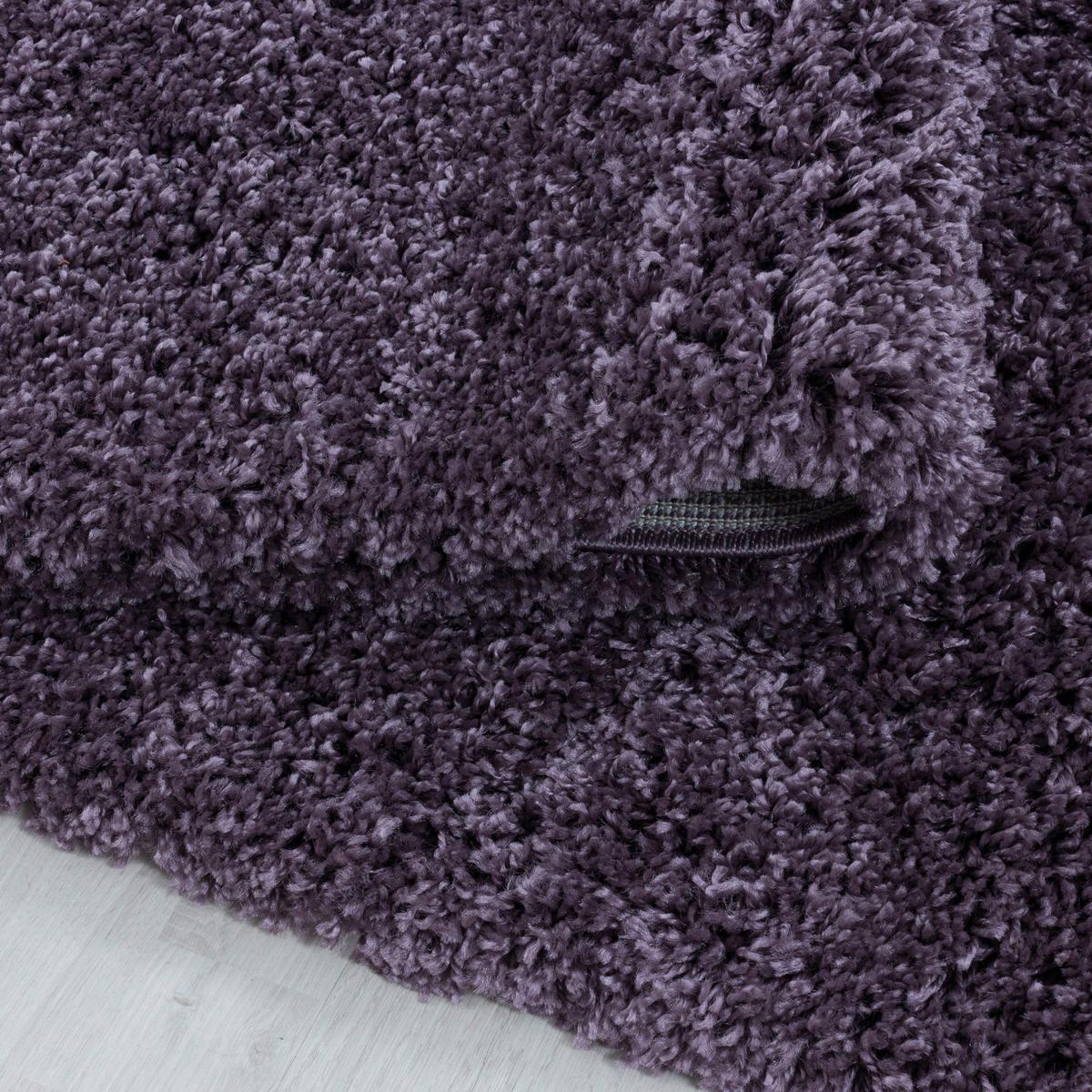 Hochflor Teppich Violett Naturfaser Sydney Ø 80 Cm - Violett, Basics, Textil (80cm)