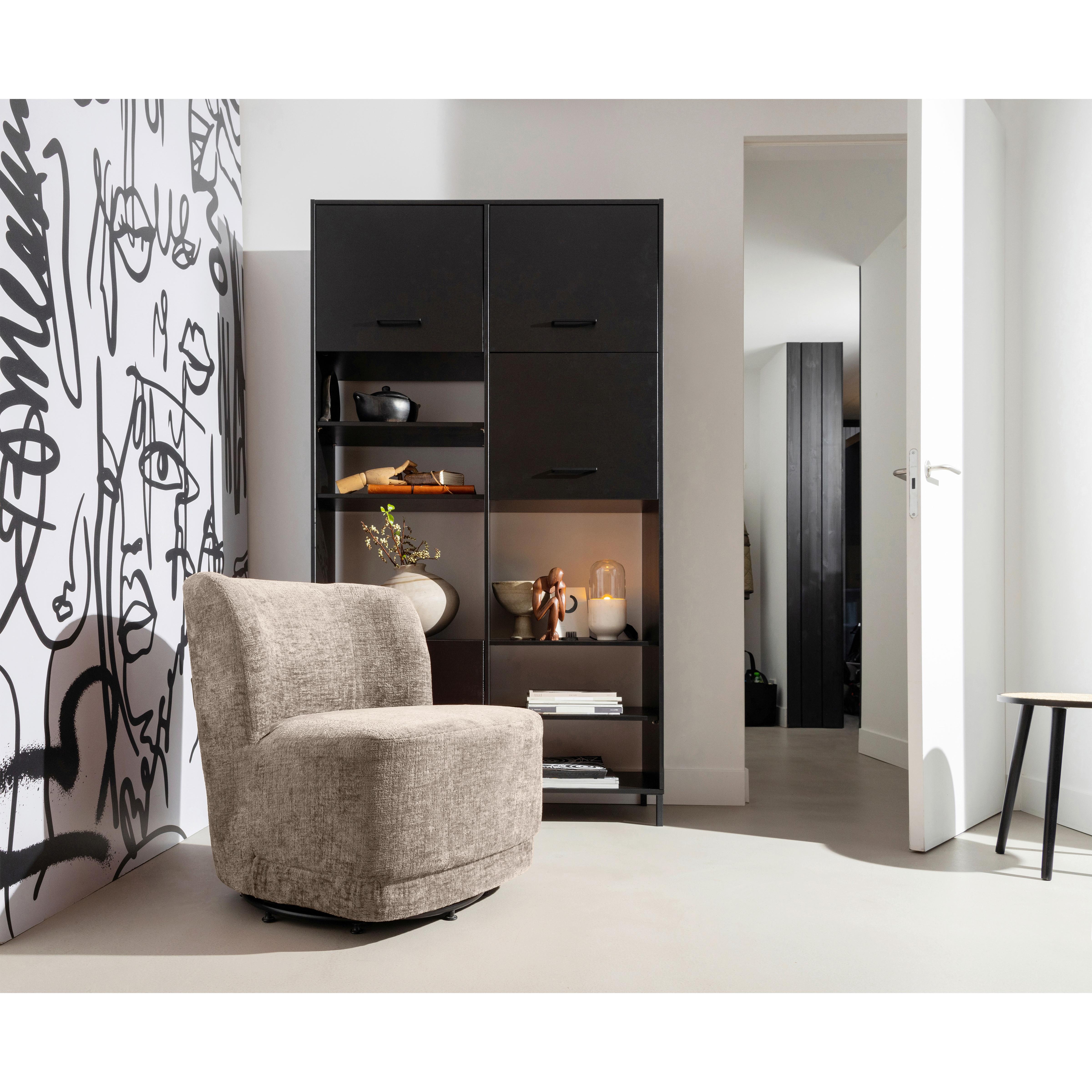 Sessel Atty Sandfarben B: 74 cm - Sandfarben/Schwarz, Design, Textil (74/75/65cm) - Livetastic