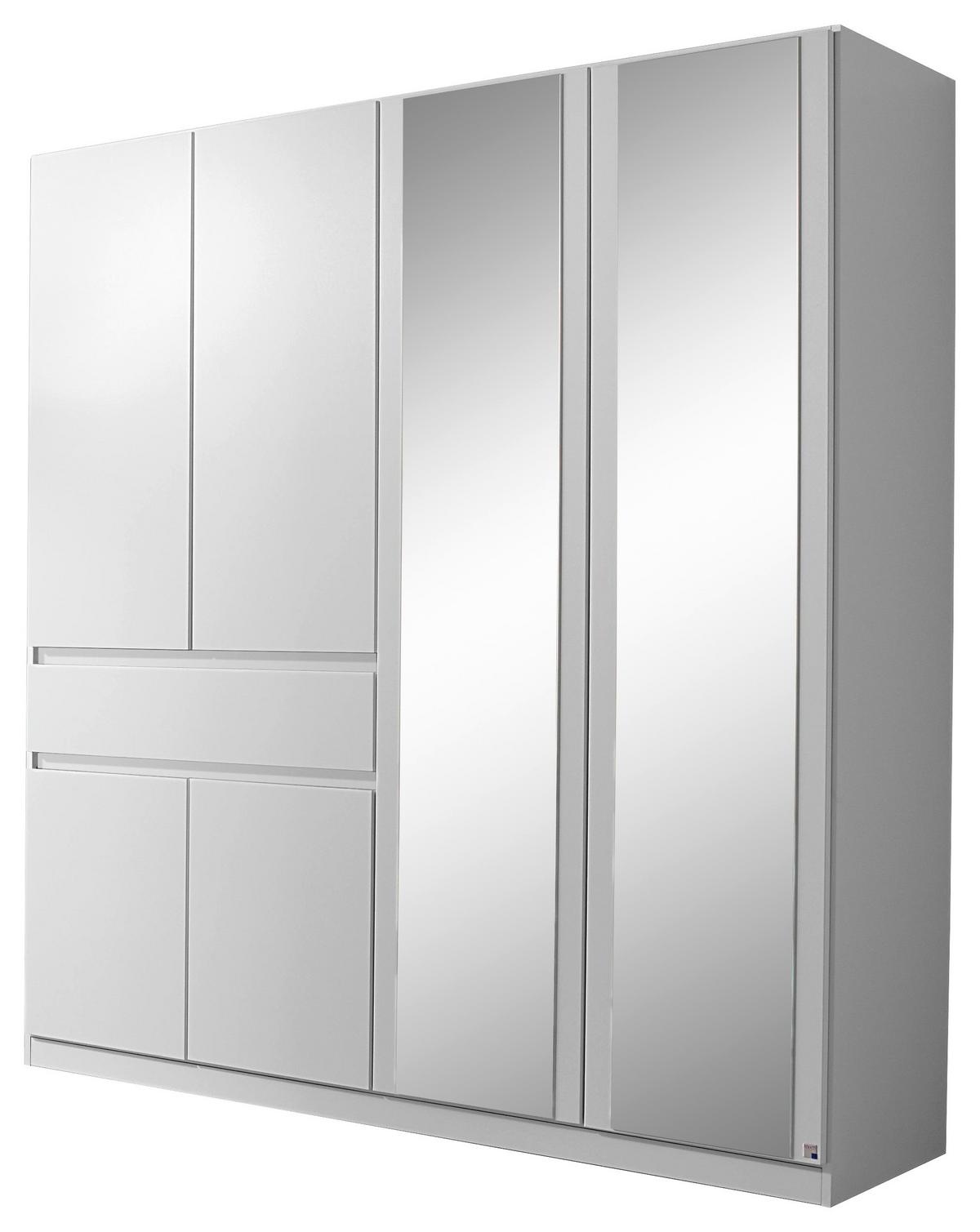 Skirňa s otočnými dverami biela/zrkadlo 181cm - biela, Design, kompozitné drevo/sklo (181/197/54cm) - Rauch Möbel