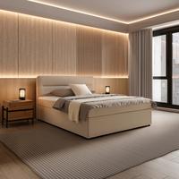 Boxspringová postel MARCO 180x200, béžová - černá/krémová, Moderní, dřevo/textil (180/200cm) - Bessagi