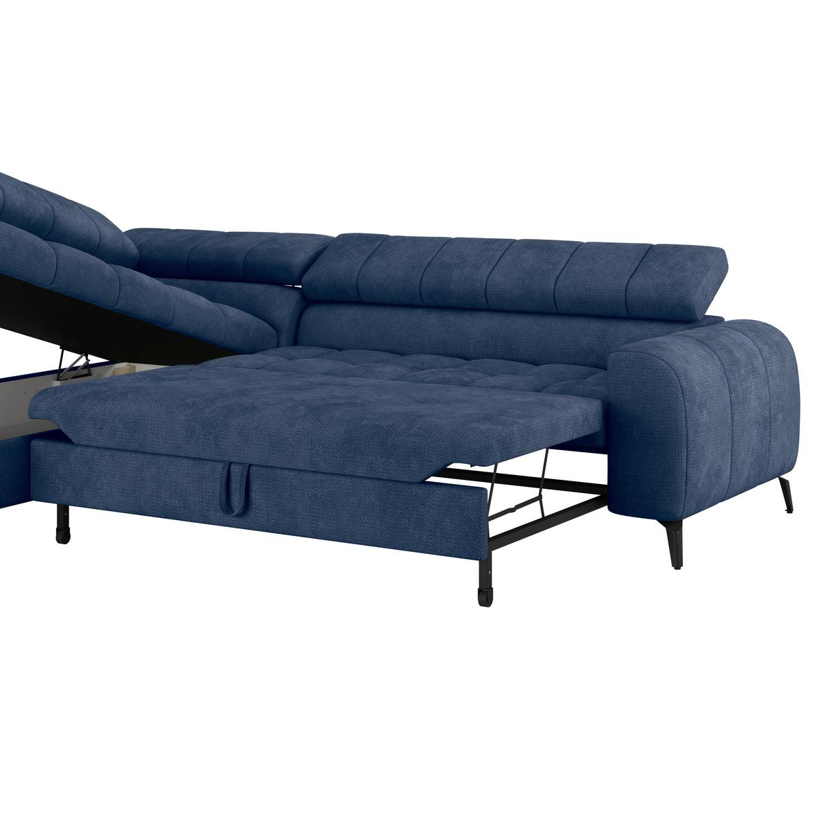 Ecksofa Mit Schlaffunktion & Bettkasten Volf Blau - Blau/Schwarz, Trend, Kunststoff/Textil (203/261cm)