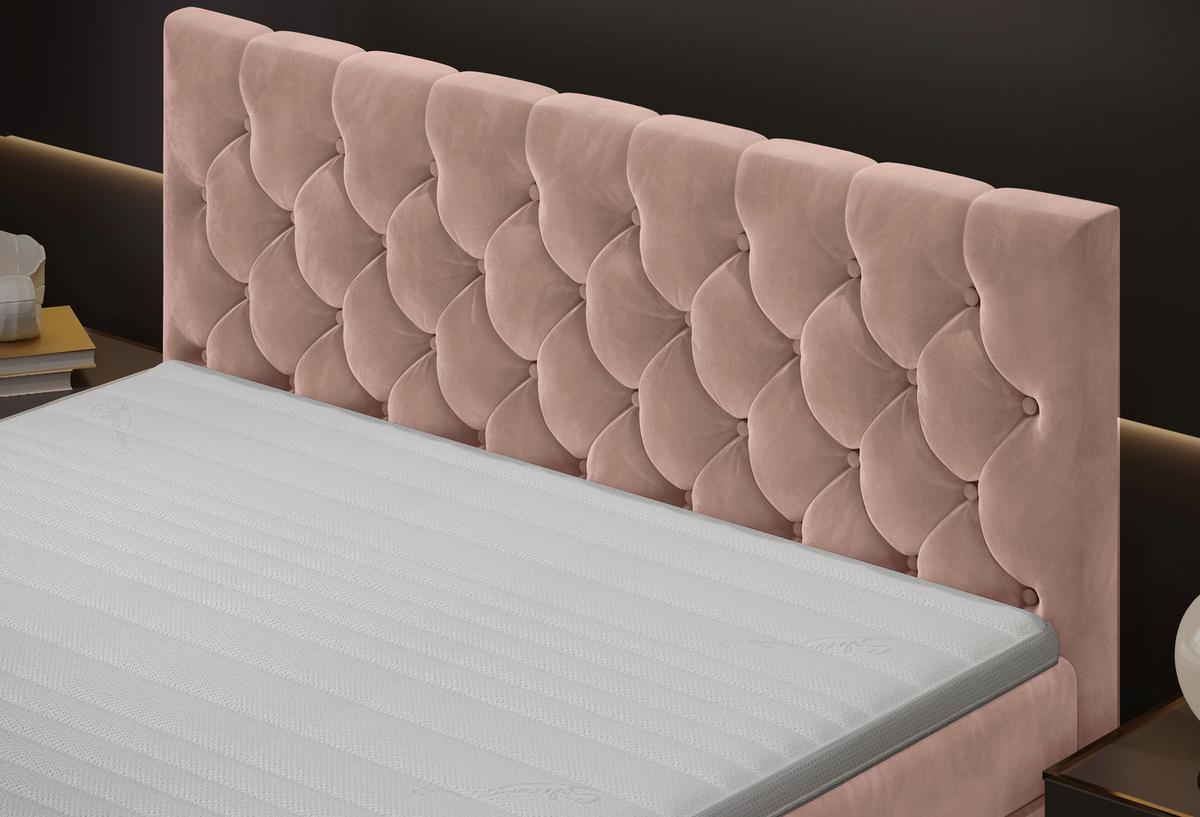 Boxspringbett Swing 14 Altrosa 180x200 Cm H2 - Schwarz/Altrosa, ROMANTIK / LANDHAUS, Textil (184/121/212cm) - James Wood