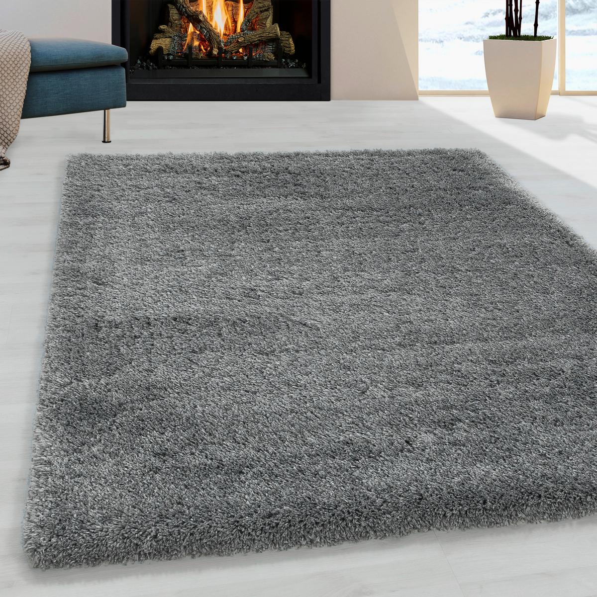 Hochflor Teppich Hellgrau Fluffy 60x110 Cm - Hellgrau, Basics, Textil (60/110cm)